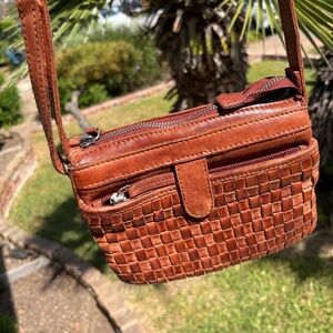 Vilenca Holland Genuine Leather Woven Crossbody Bag | Brown European Boho 🤎